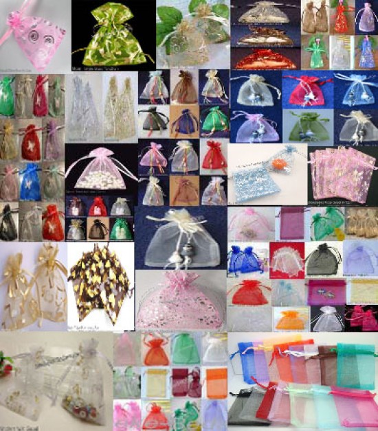 100 GEMENGDE Organza Zakjes bedankjes sieraden
