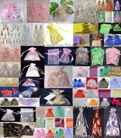 100 GEMENGDE Organza Zakjes bedankjes sieraden