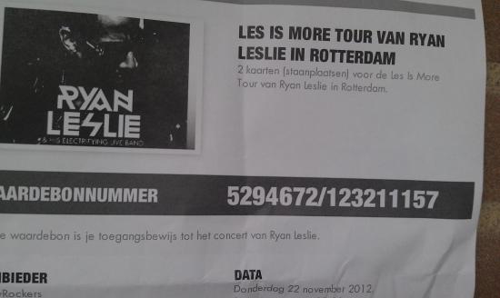 2 TICKETS RYAN LESLIE TE KOOP !