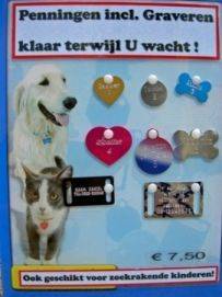 Gegraveerde penning voor hond, kat, kind!
