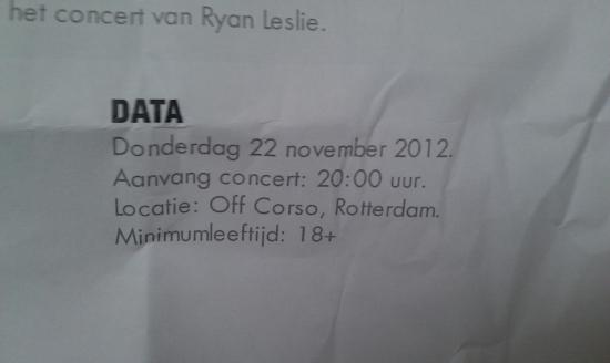 2 TICKETS RYAN LESLIE TE KOOP ! — foto 2