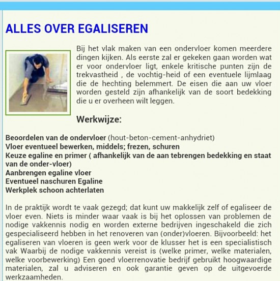 Egaliseren Vloeren € 8,50 per m2 KANT & KLAAR — foto 2