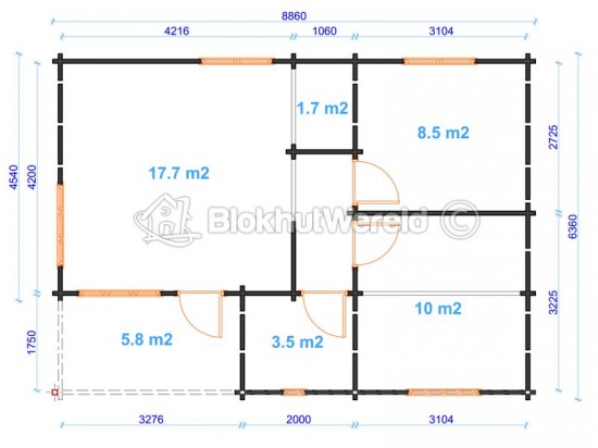 Chalet Den Helder 6.36x8,86m 68mm — foto 3