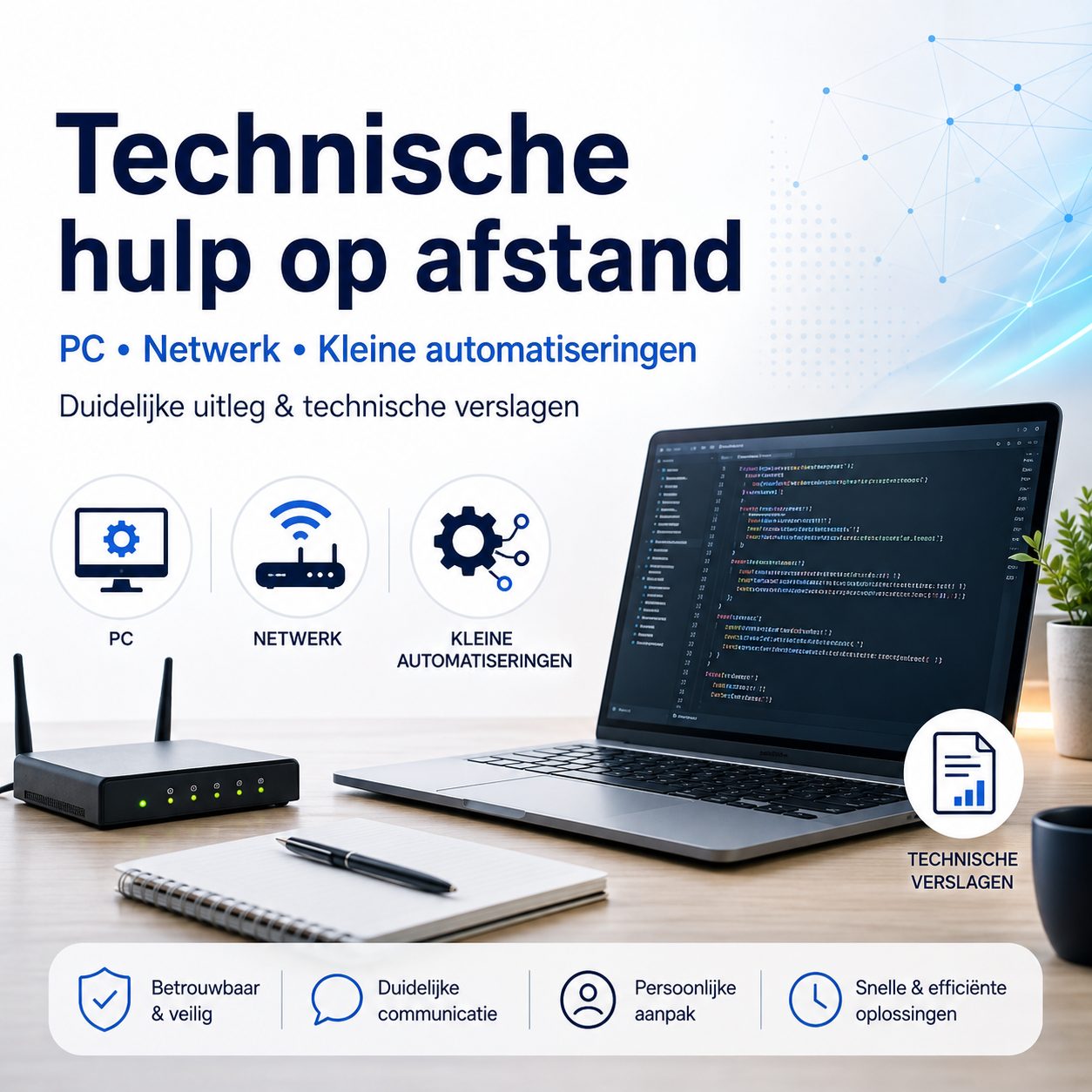 Technische hulp op afstand – PC, netwerk & kleine automatiseringen