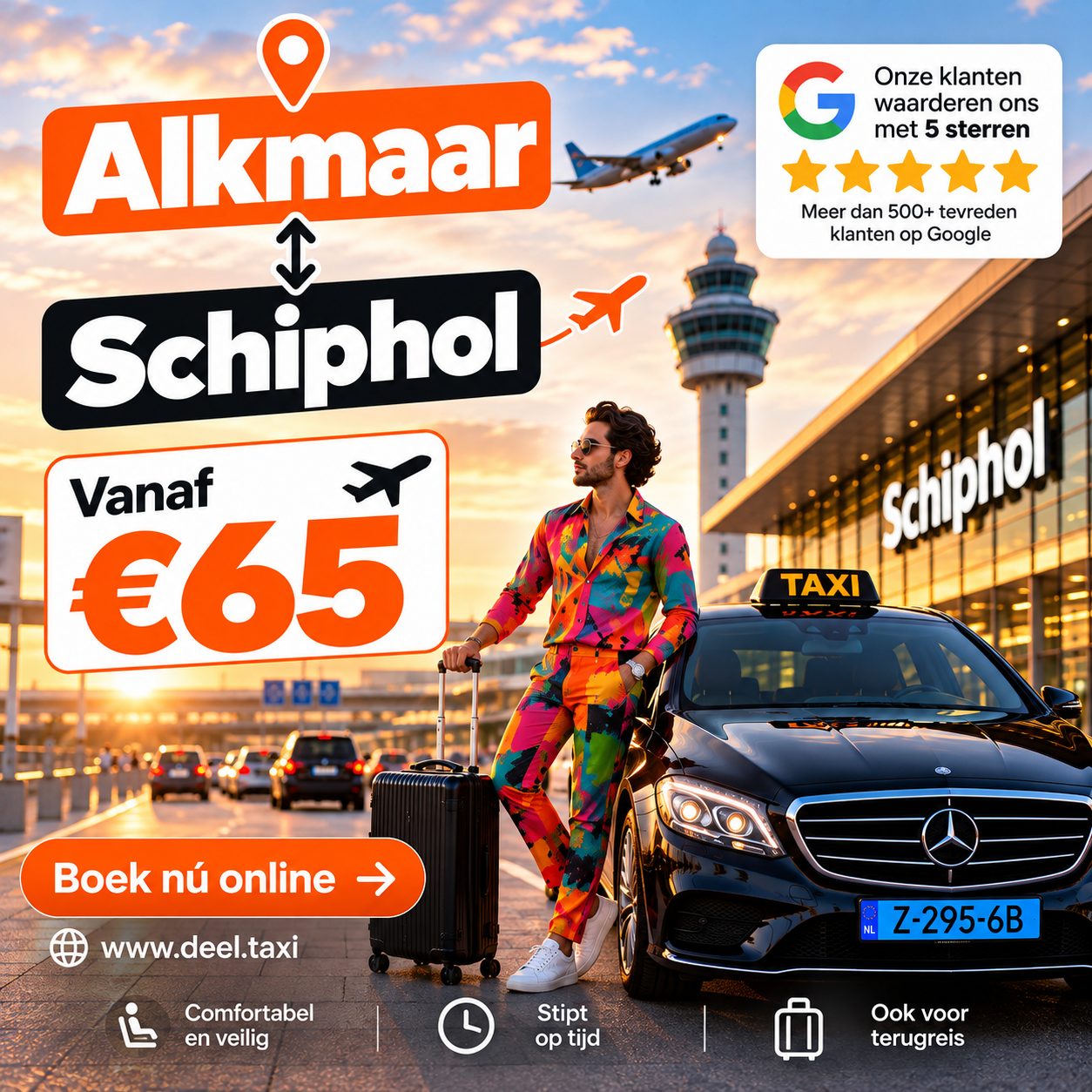 Taxi Alkmaar naar Schiphol | Vaste Prijs