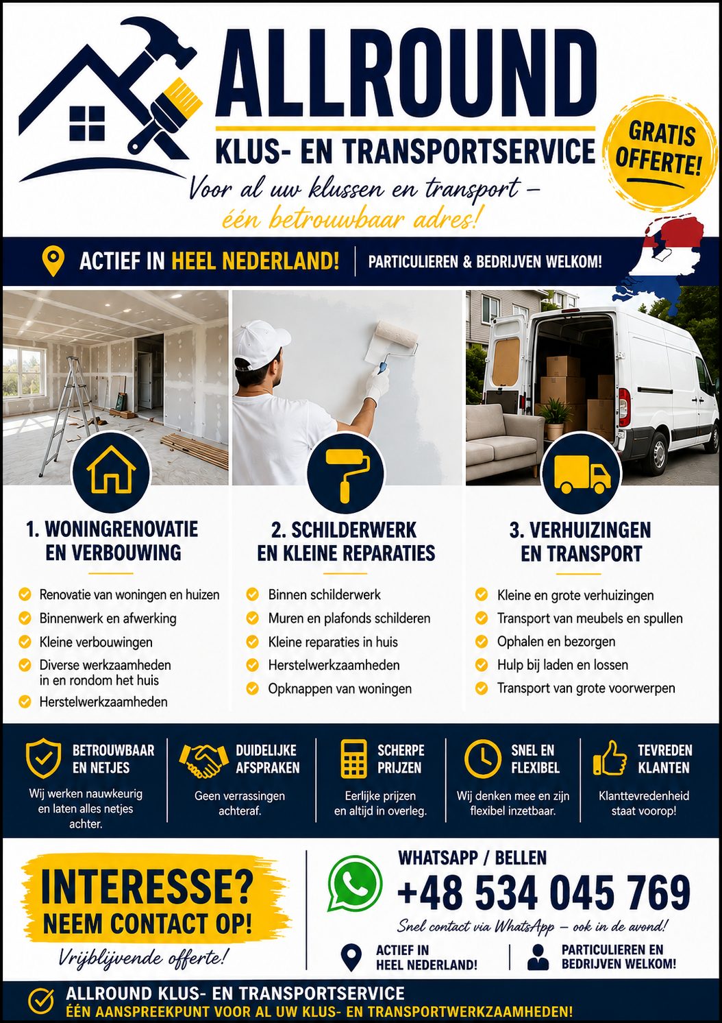 Allround klusser — badkamer, keuken & afwerking