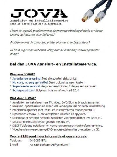 Hulp bij Installatie Tv, Audio/Video, PC, Ziggo e.d. & Videobanden op DVD service!