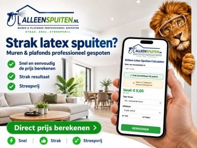 Strak latex spuiten zonder strepen – binnen 1 dag klaar + direct prijs berekenen